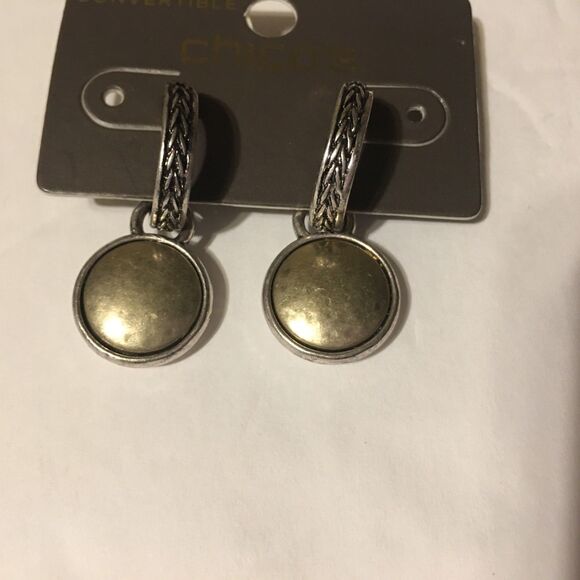 Chico's Gold and Silver Statement Earrings - Picture 2 of 3